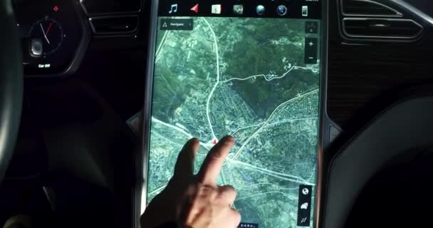 Advanced interior of Tesla car Model x — Stock Video