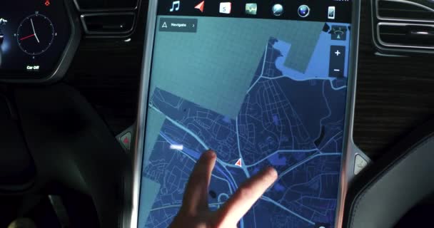Interior lanjutan dari Model mobil Tesla x — Stok Video