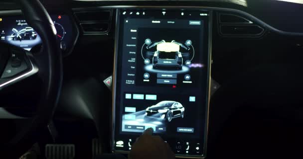 Розширений інтер'єр автомобілів Тесла модель x — стокове відео