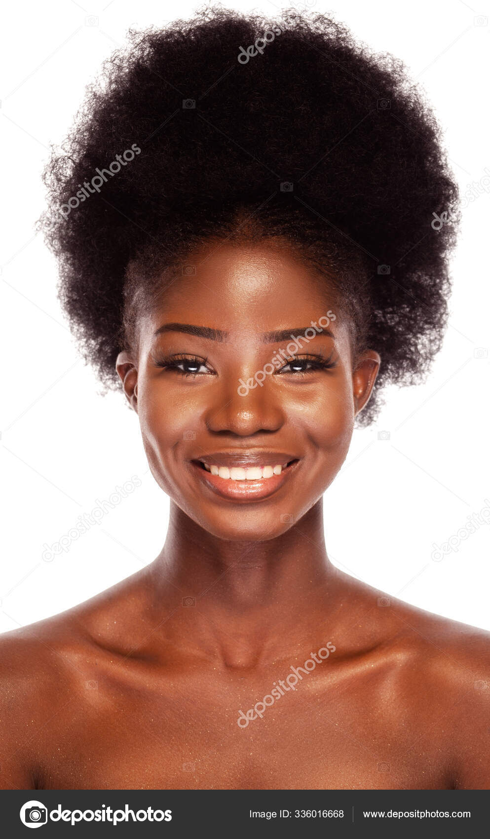 Beauty Black Model with an Afro Hairstyle Happily Smiling Stock Photo by  ©svyatoslavlipik 336016668