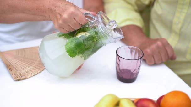 Beber limonada juntos Primer plano — Vídeo de stock