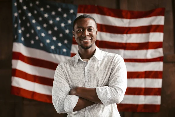 Patriotic Black American Rejoices In His Countrys Independence — Stock Photo, Image