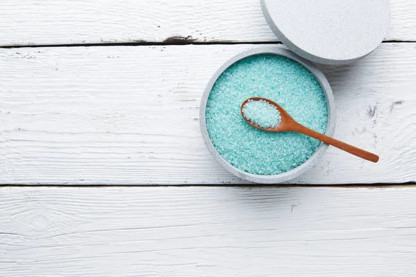 Jar with blue bath salt — Stock Photo, Image