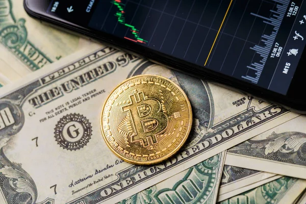 Bitcoin, smartphone ile grafik resmini