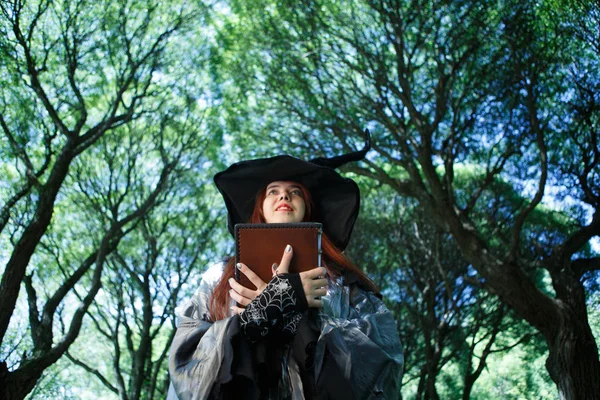 Imagem de bruxa em chapéu preto — Fotografia de Stock