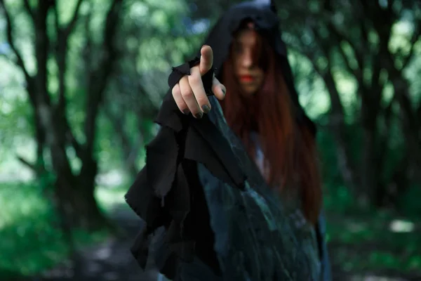 Image of forest with witch — Stock Photo, Image