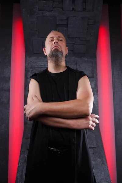 Image of mystic man with beard with arms crossed — Stock Photo, Image