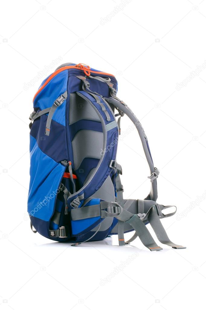 Picture of tourist backpack on empty background