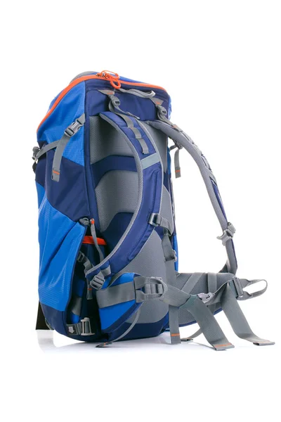 Picture of blue backpack on empty background — Stock Photo, Image