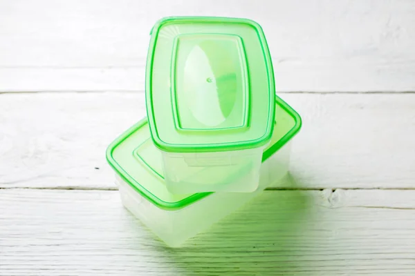 Photo of two lunchboxes with green lid — Stock Photo, Image