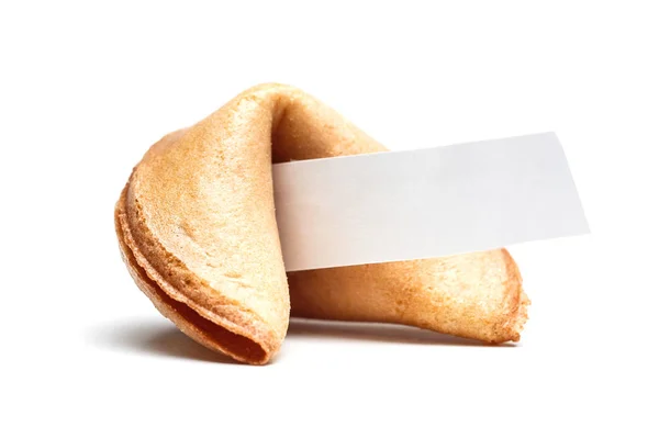Foto van een Chinese koekje met wens op lege witte achtergrond. — Stockfoto