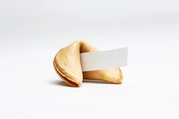 Picture of one Chinese cookie with wish on empty background. — Stock Photo, Image