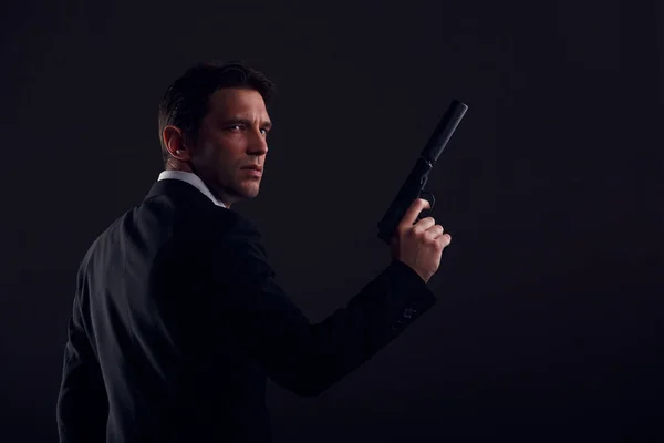 Photo from back of gangster man — Stock Photo, Image