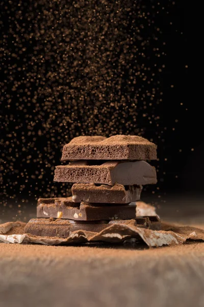 Chocolate sprinkled cocoa at table — Stock Photo, Image