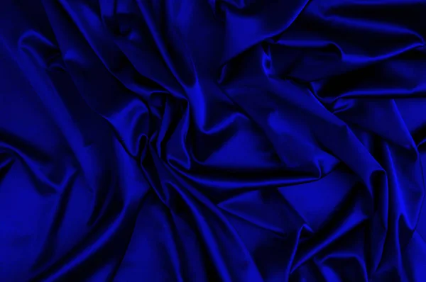 Crumpled blue fabric texture, close vup — Stock Photo, Image