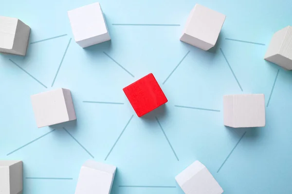 Network concept with wooden cubes — Stock Photo, Image