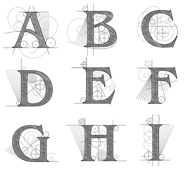 Arkitektoniska bokstäver för design — Stock vektor
