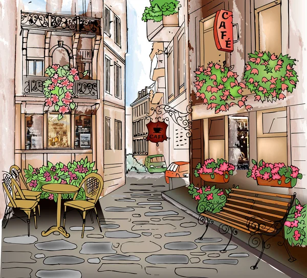 Ілюстрація міської вулиці — стоковий вектор
