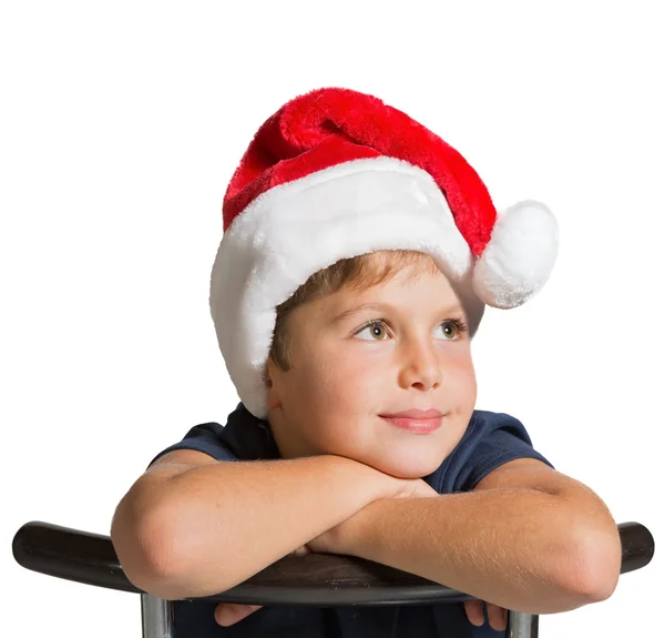サンタ クロース帽子笑顔の少年 — ストック写真