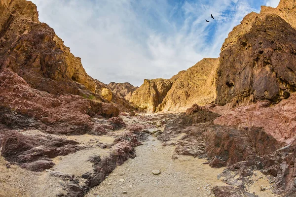 Живописный многоцветный каньон, освещенный солнцем — стоковое фото