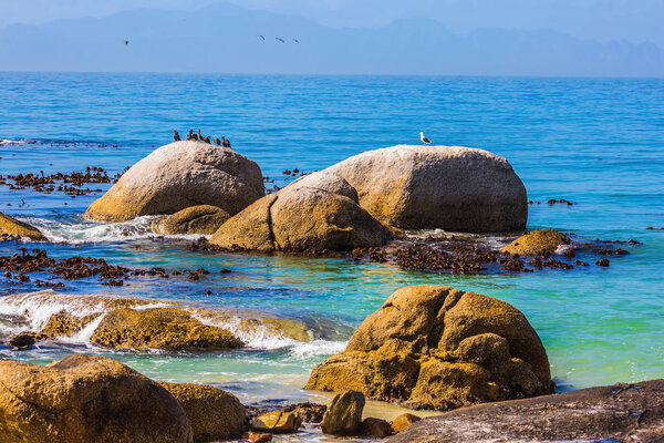 Large boulders on beach  