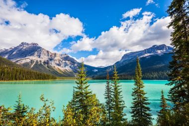  Yoho Ulusal Parkı 'ndaki Emerald Gölü