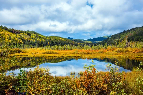 Patricia Lake onder groenblijvende wouden — Stockfoto