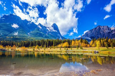 picturesque lake in Canmore clipart
