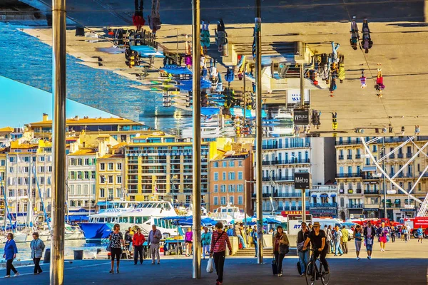 Quay of Old Port with giant mirror — Stock Photo, Image