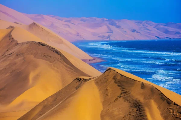 Paisaje con Océano Atlántico y dunas de arena en movimiento —  Fotos de Stock