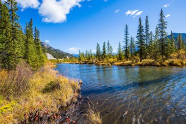 Sonbahar orman, dağlar ve göller