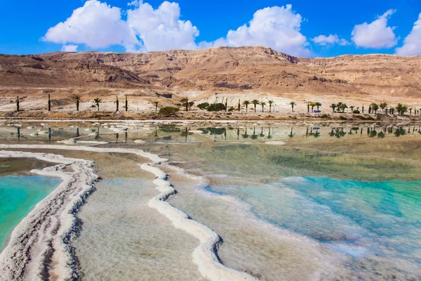 Stripes of salt at Dead Sea — Stock Photo, Image