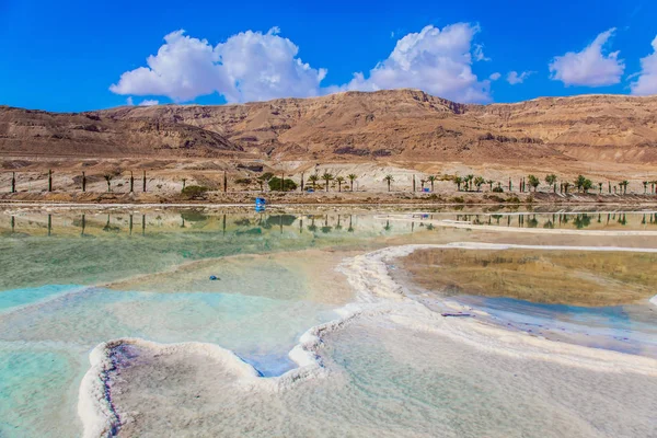 Concept Ecological Medical Tourism Reduced Water Very Salty Dead Sea — Stock Photo, Image