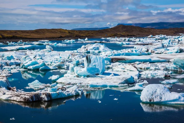 Indlandsis Jokulsarlon Islands Unikke Natur Hvid Blå Stablet Lagunens Turkisblå - Stock-foto