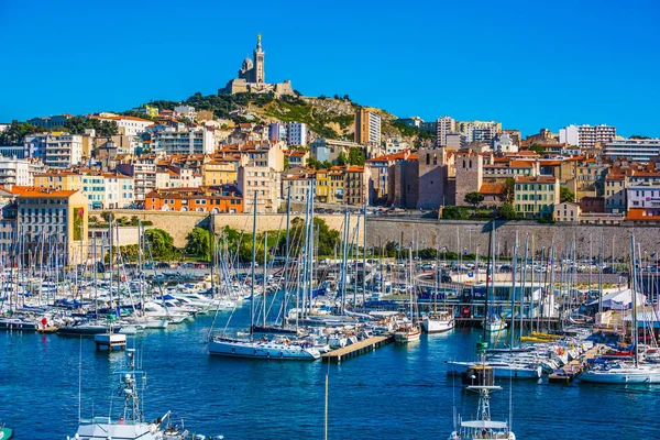 Marseille May Water Area Old Port Yachts Speedboats Fishing Boats — Stock Photo, Image