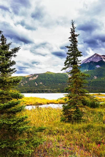 Prachtige Reis Door Rocky Mountains Van Canada Ondiep Water Lake — Stockfoto