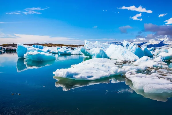 Manhã Lagoa Gelo Lagoa Gelo Deriva Jokulsarlon Icebergs Gelo Floes — Fotografia de Stock