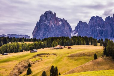 Alpler di Siusi doğal peyzaj. Muhteşem dağ Vadisi. Kavramı bir aktif ve eko-turizm   