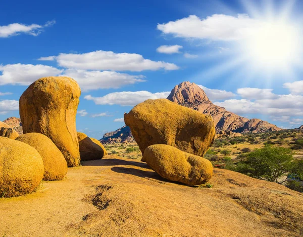 Pedra Spitzkoppe Deserto Namíbia Namíbia Conceito Turismo Extremo Ecológico — Fotografia de Stock