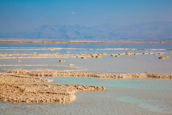 Famous Seaside Dead Sea Hot Summer Day Israel Shallow Covered — Stock Photo, Image