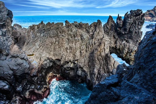 Picturesque Rocks Stones Volcanic Island Madeira Coast Atlantic Concept Exotic — Stock Photo, Image