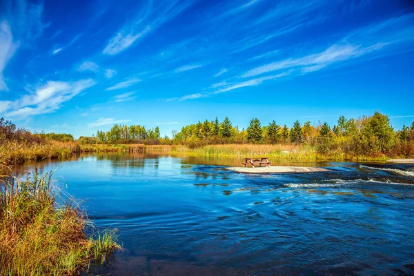 Lugna Landskap Med Lugn Winnipeg Floden Den Gamla Pinawa Dam — Stockfoto