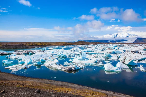 Východ Slunce Laguně Ledu Ledové Kry Projeví Hladké Vodní Hladiny — Stock fotografie