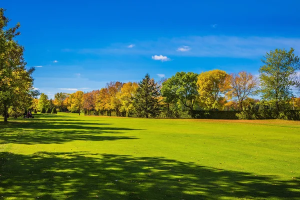 Kırmızı Turuncu Yeşil Sonbahar Ağaçları Ile Olağanüstü Güzel Park — Stok fotoğraf