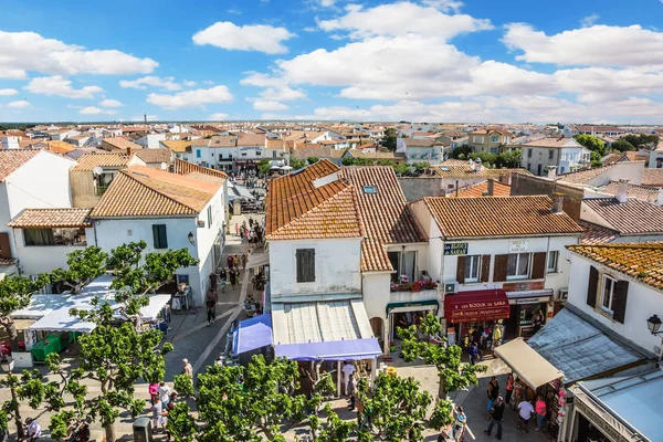 Yellow Orange Tiled Roofs Provencal City Saintes Maries Mer Spring — Stock Photo, Image