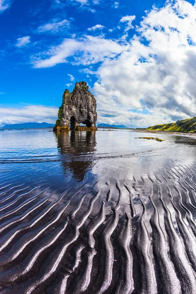 Magic Rock Hvitsercur Atardecer Sol Suave Del Norte Islandia Concepto — Foto de Stock