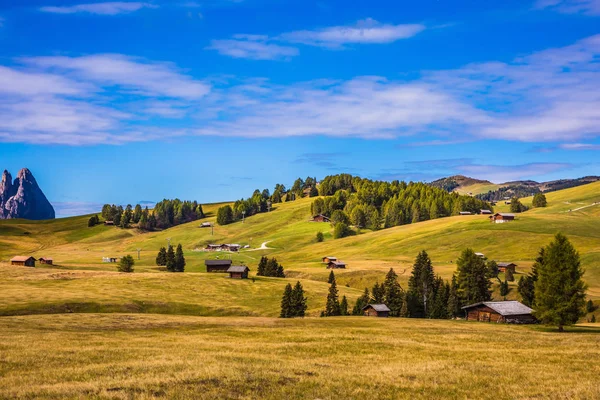 Naturalny Krajobraz Alpy Siusi Fantastyczny Górskiej Dolinie Pojęcie Aktywny Eko — Zdjęcie stockowe