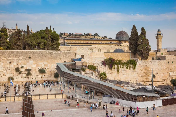 Zachodniej Ścianie Świątyni Przygotowuje Się Modlitwy Wieczorne Jesienne Wakacje Sukkot — Zdjęcie stockowe