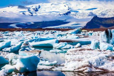 Doğal görünümü buzulun içinde buz lagün, Jokulsarlon, İzlanda
