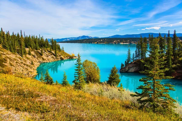 Verano Indio Canadá Cálido Día Soleado Otoño Lago Abraham Lago —  Fotos de Stock